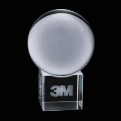 Crystal Ball Spheres On Cube 3D Crystal Award