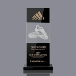 Basilia 3D Black Rectangle Crystal Award