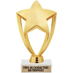 6" Gold, Silver & Black Star Trophies
