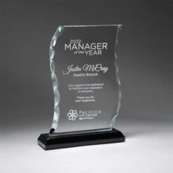 Pearl Edge Scroll Glass Award