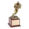 Bronze Electroplated Running Back Football Trophy On Wood Stand